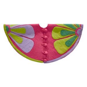 Handmade Felt Christmas Tree Skirt: Pink Flower Power, 60&quot;