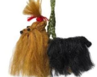 Yorkie Dog Hand Knit Christmas Ornament. Dog Lover Gift. Yorkshire Terrier Breed. Mini dog. Dog memorial remembrance. Brown, Black Orange