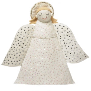 Extra Large Hand Felted Wool Angel Christmas Tree Topper - Handmade Cream Tabletop Holiday Decoration