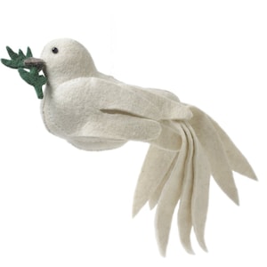 Dove Tree Topper ; Handmade Hand Felted Wool Christmas Tree Topper ; Dove of Peace: Winter Wonderland; White Christmas, Unbreakable