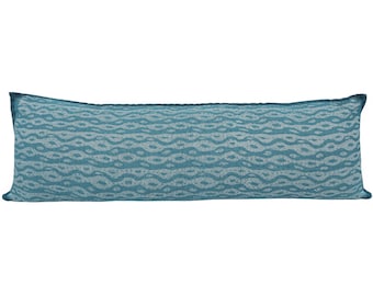 Artisan Hand Loomed Cotton Lumbar Pillow - Blue Ocean - 16"x48"