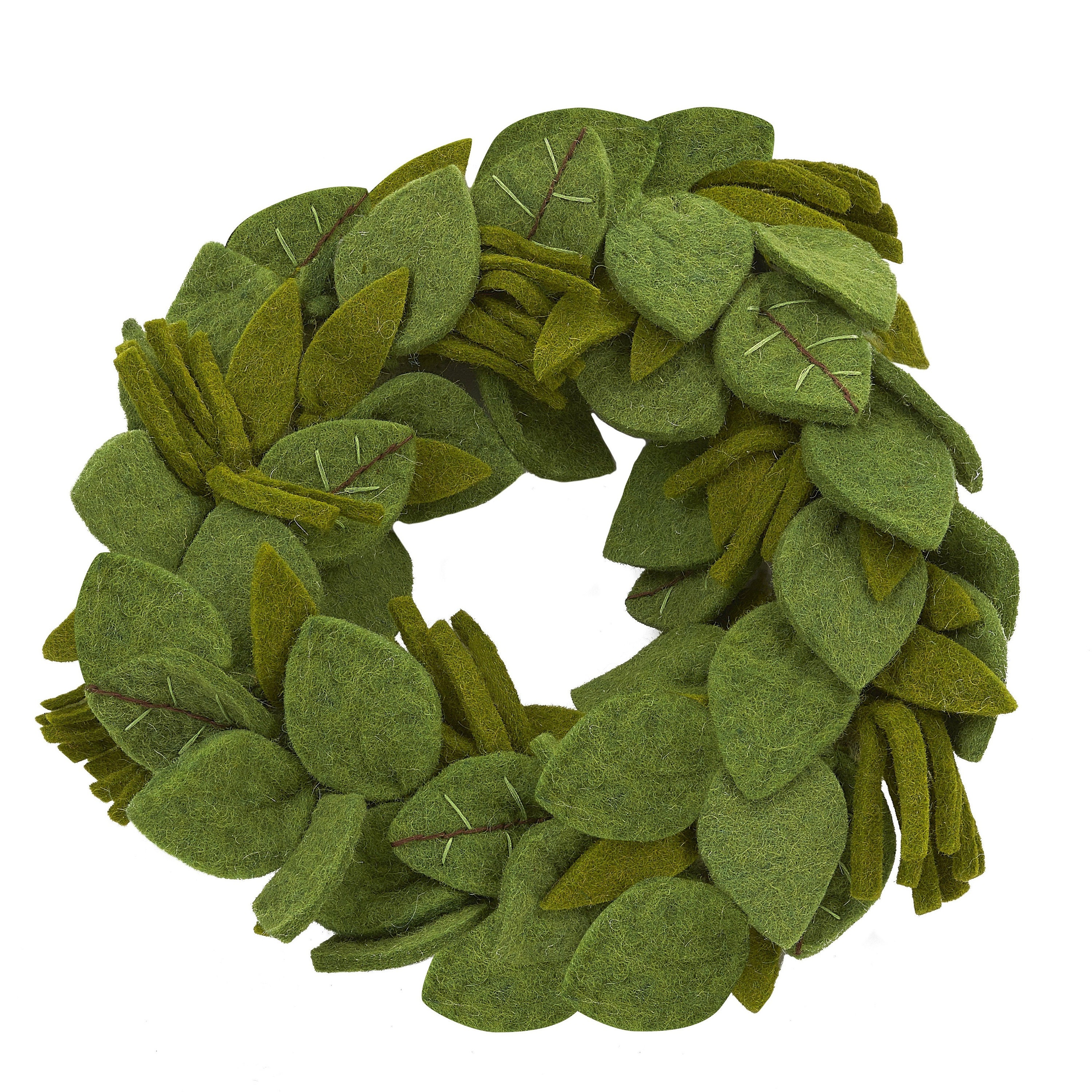 Handmade Hand Felted Wool Wreath Green Leaves with Etsy