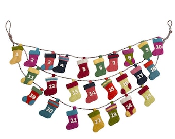 Handmade Hand Felted Wool Little Stockings Advent Calendar