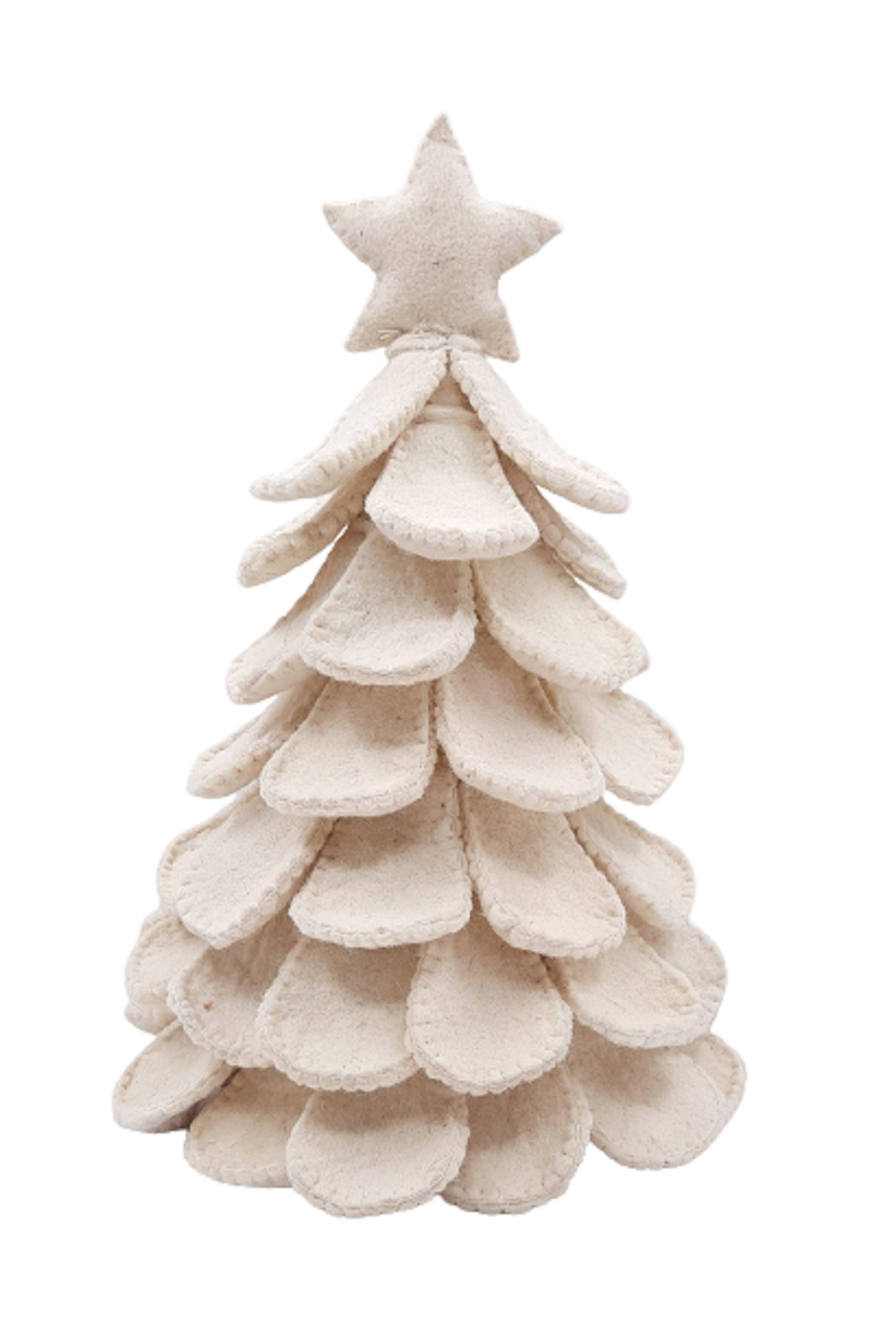 34 Space-Saving Christmas Decor Ideas for Apartments 25 Felted Wool Mini Christmas Tree: Elegant White Tabletop Decor for…