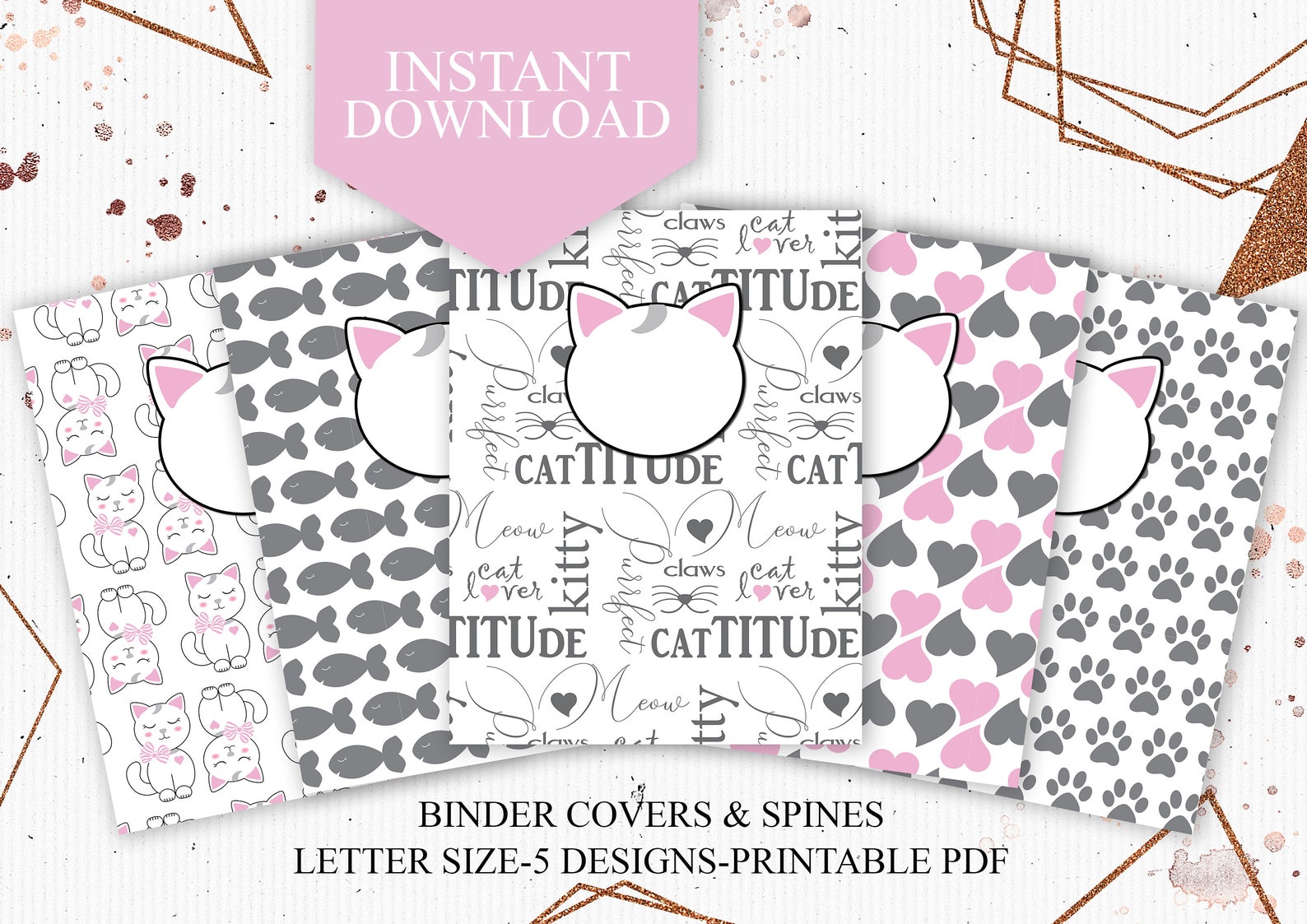 cat-lovers-binder-cover-spines-planner-printable-etsy