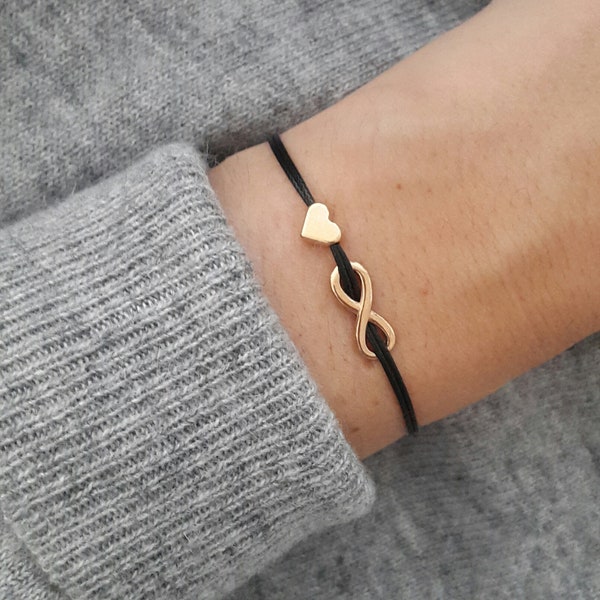 Filigranes ARMBAND Makramee Infinity Unendlichkeit HERZ Roségold