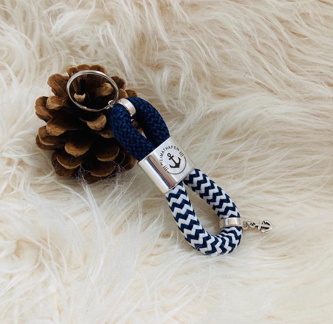 Keychain Sailing Rope Silverplated Pendant Etsy