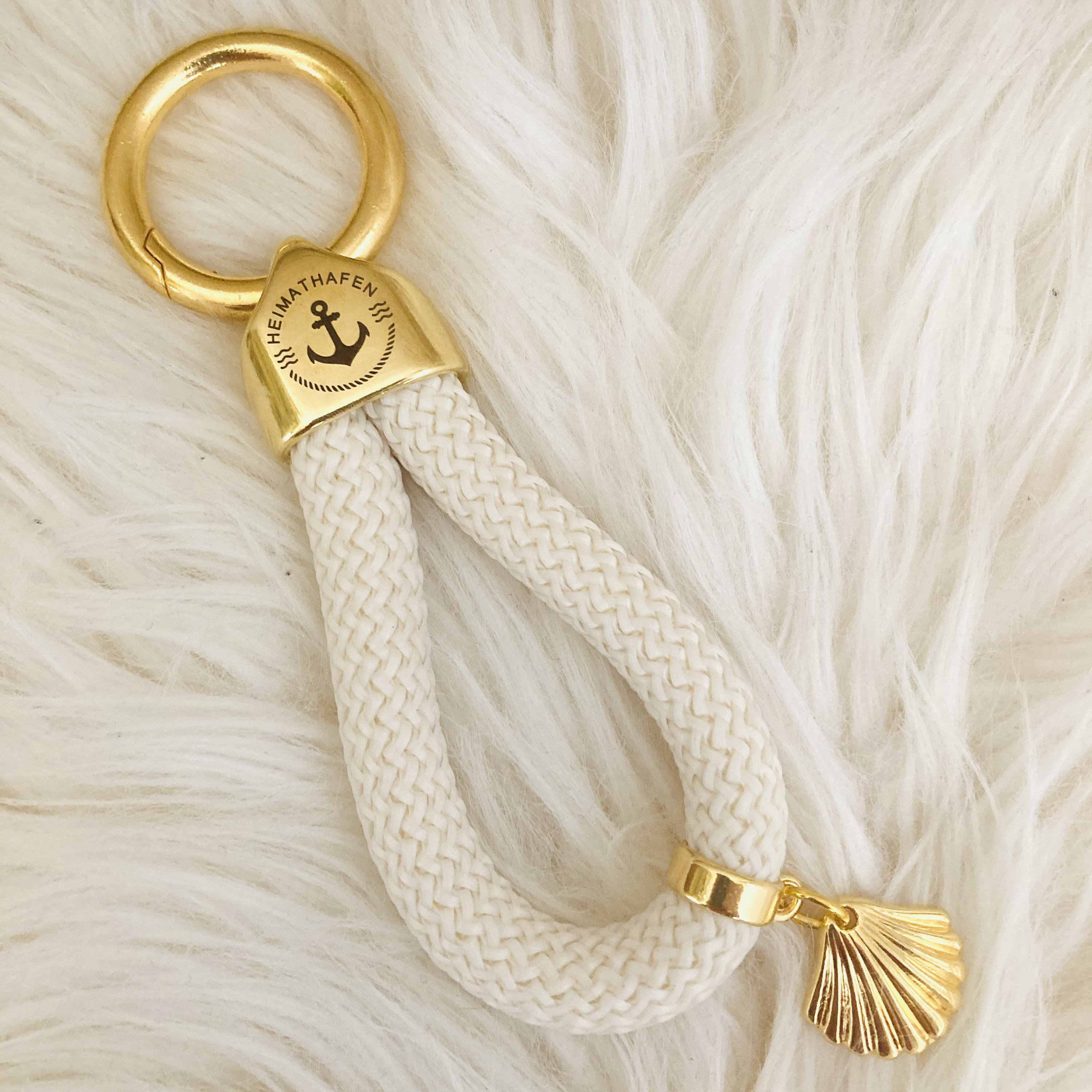 Oyster Shell Gold Nautical Rope Keychain – Make Made Jewelry