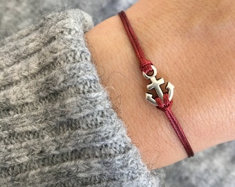 Süßes Armband Makramee Anker Silber Maritim