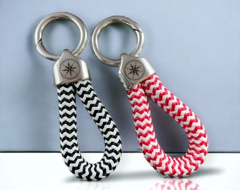 Maritime key ring sailing rope silver-plated pendant compass maritime stripes / color selectable