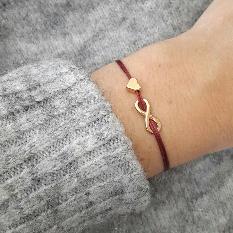 Filigranes ARMBAND Makramee Infinity Unendlichkeit HERZ Roségold Bild 2