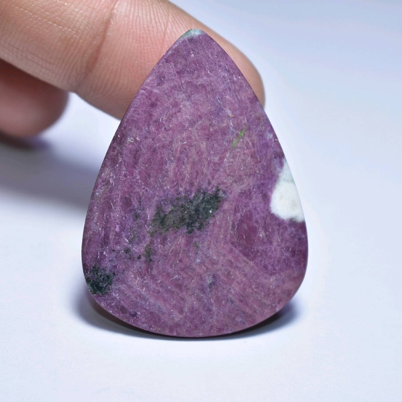 86CTS..A#4616 Natural Ruby ziosite pear cabochon..45x33x5xmm.