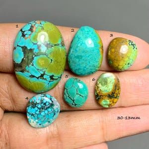 Hubei Turkos Cabochon, Naturlig Ädelsten För Smyckestillverkning (30-13 mm) #D3800