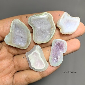 Crystal Geode Split Bowl Druzy  , Natural Gemstone For Jewelry Making (30-21mm) #D4492