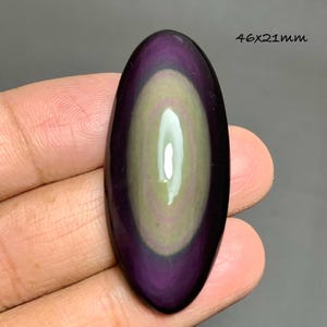 Kaboszon z obsydianu tęczowego oka, naturalny meksykański kolorowy kamień szlachetny w kształcie oka do wyrobu biżuterii (46 x 21 mm) #D3242