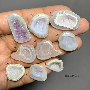 Crystal Geode Split Bowl Druzy , Natural Gemstone For Jewelry Making (28-18mm) #D4491