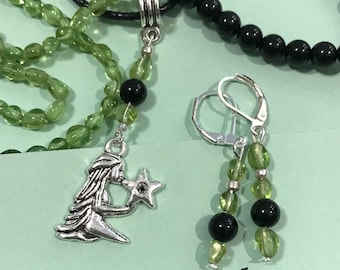 Collana Vergine: peridoto e spinello, pietra portafortuna di agosto