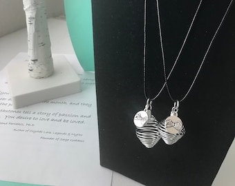 Set di collane con gabbia in argento abbinate: pietre levigate, gioielli Pinky Promise