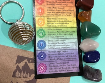 Portachiavi con gabbia a spirale in argento e pietra levigata Chakra