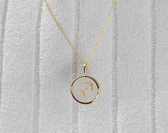 Sagittarius Necklace,Zodiac Jewelry,Medallion Star Sign Necklace,Astrology Jewelry,Sagittarius Pendant,Valentines Day Gift for her,