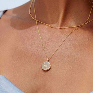 Scorpio Necklace,Zodiac Jewelry,Medallion Star Sign Necklace,Astrology Jewelry,Scorpio Pendant,Constellation Necklace,Valentines Day Gift