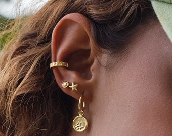 Sun Stud Earrings,Handmade Gold Studs,Small Earring,Second Hole Earring,Beach Earring,Minimalist Earring Stud