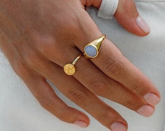 Wellen Ring Gold,Größenverstellbarer Ring,Minimalistischer Wellen Münzen Ring,Zierlicher Ring,Strand Wellen Ring,Einfacher Damenring,