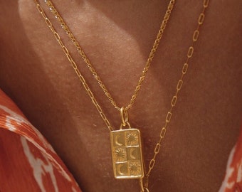 Sole & Luna Necklace Gold,Delicate Necklace,Jewelry For Surfers,Sunlover Jewelry,Dainty Layering Yoga Necklace, Adjustable Gold Jewellery