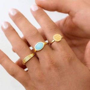 Gold Ring with turquoise Stone Resin,Adjustable Gold Ring,Ocean Lover Handmade Summer Jewelry,Beach Ring,Dainty Ring,Minimalist Gold Jewelry