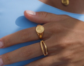 Double Ring Gold,Adjustable Sizes, Handcrafted Summer Jewelry, Beach Ring, Simple Ring, Minimalist Gold Jewelry, Stackable Ring.