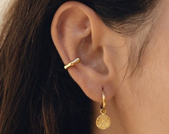 Bamboo Ear Cuff Gold,Handcrafted Gold Jewelry for Summer,Minimalist Cuff,Non-Pierced Earring,Elegant Ear Cuff, Bamboo Earring Cuff