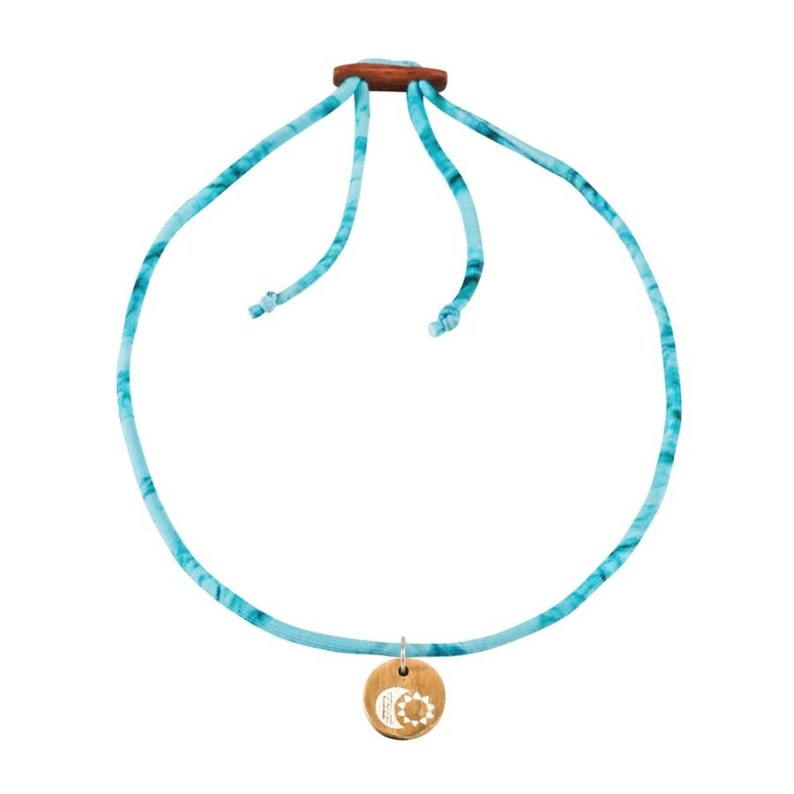 Lycra Choker Necklace with Driftwood /'Moon /& Sun/' Charm summer surfer travel jewelry