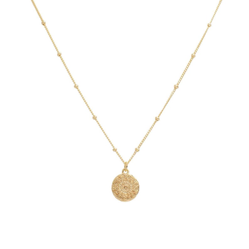 Damen Gold Halskette mit Mandala Anhänger