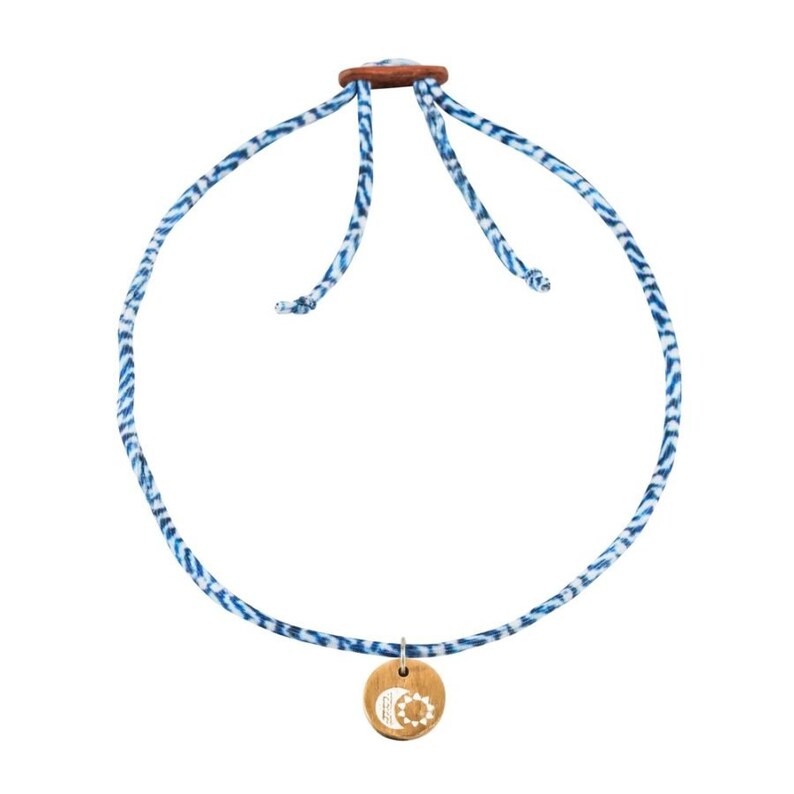 Lycra Choker Necklace with Driftwood /'Moon /& Sun/' Charm summer surfer travel jewelry
