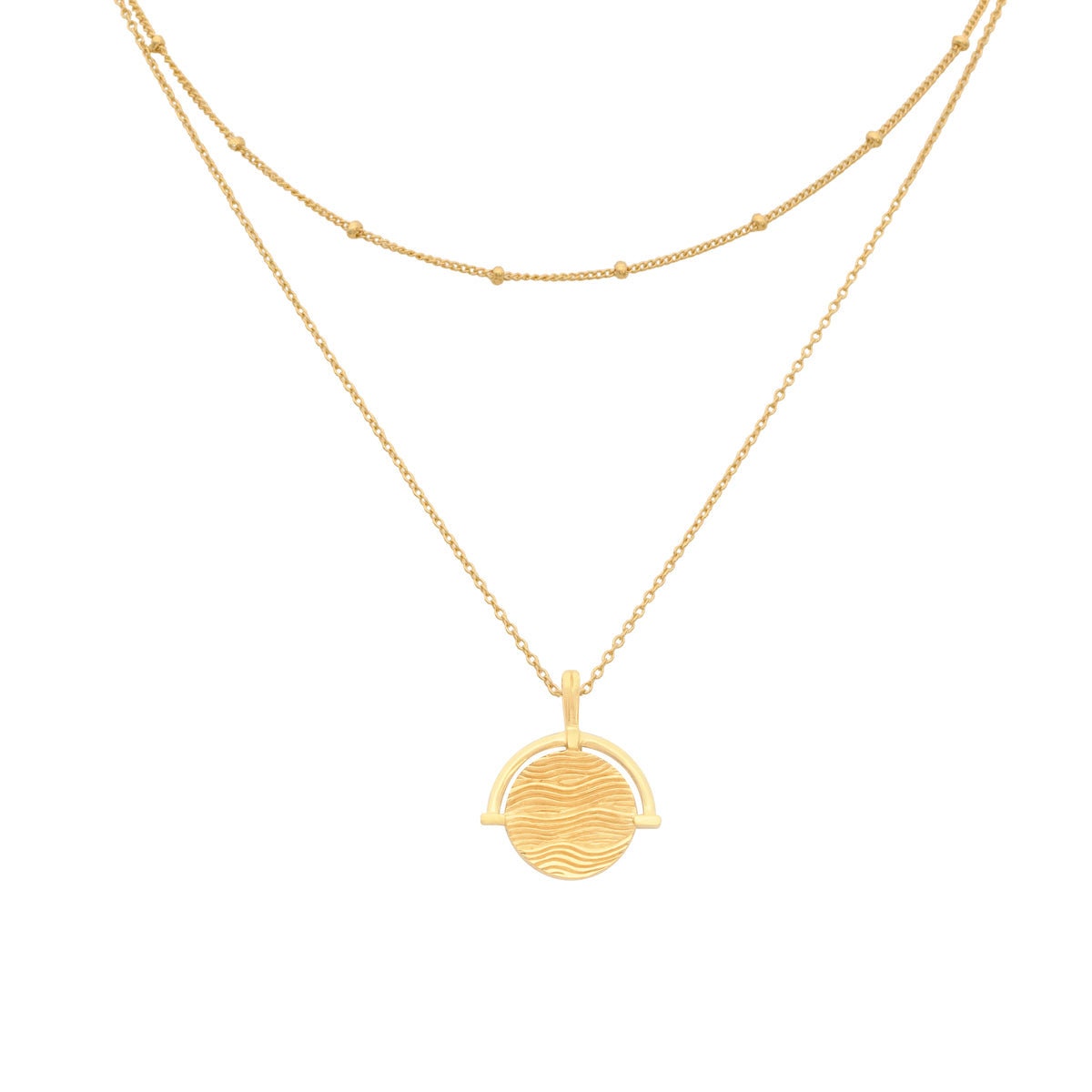 Wave Necklace Gold,medallion Necklace,minimalist Goldcoin