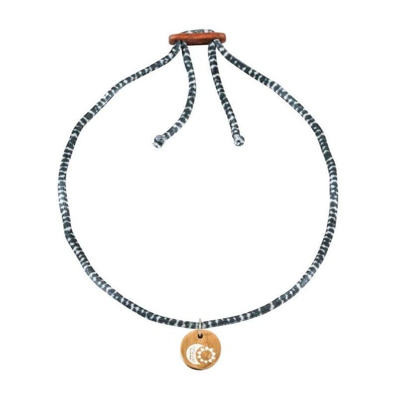 Lycra Choker Necklace with Driftwood /'Moon /& Sun/' Charm summer surfer travel jewelry