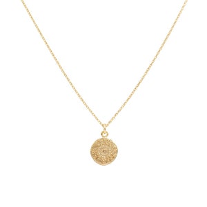 Damen Gold Halskette mit Mandala Anhänger