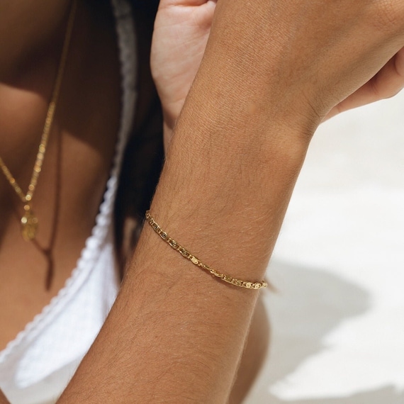Amalia Armband Gold,Zierliches Boho Armband,Elegenates Armband,Zarte Filigrane Armbrand,Goldarmband Stilvoll,Größenverstbares Armband