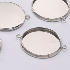 Silver Blank 10,12,14,16mm Connector Links tags trays Cameo Setting Bezel cup Round Cabochons Base Jewelry Supplies Wholesale ey030-3t