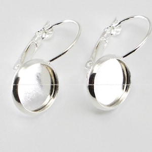 Bezel Silver French earring Base 16-25mm Stainless Steel earring Blank trays Cameo Setting Bezel Jewelry Supplies Wholesale et029-1s