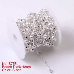 8mm silver plated Beaded Chains pearl chains necklace bracelet Pendants earrings chains Jewelry making findings Supplies Crafts ms006-13n