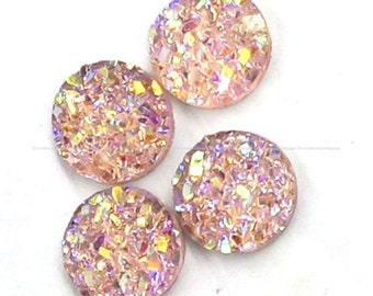 Cabochões de cristal drusa sintético com glitter de 8 mm, suprimentos para brincos e pingentes de joias DIY no atacado mp008-4