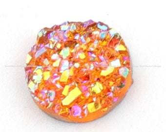 Laranja 8mm cristal falso drusa cabochões glitter resina enfeites diy jóias pingente brincos acessórios suprimentos atacado mp008-3