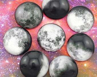 Mix 10 Stück schwarz Mondfinsternis Cabochons 10,12,14-40mm Flatback Cabochon Foto Dome Diy Schmuck Anhänger Ohrringe Zubehör Großhandel em111