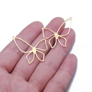 Butterfly charm gold charm 33mm raw brass Geometric earring charm earring connector earring jewelry Finding Supplies Wholesale at236y