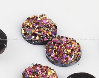 8mm cristal Faux Druzy Cabochons Glitter Resina Enfeites Diy Jóias pingente brincos acessórios Suprimentos Atacado mp008-6