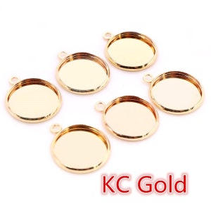 gold plated Blank Cabochon Base Tray Bezels Setting trays Cameo Setting Bezel cup Round pendant Jewelry making Supplies Wholesale ca068-5f