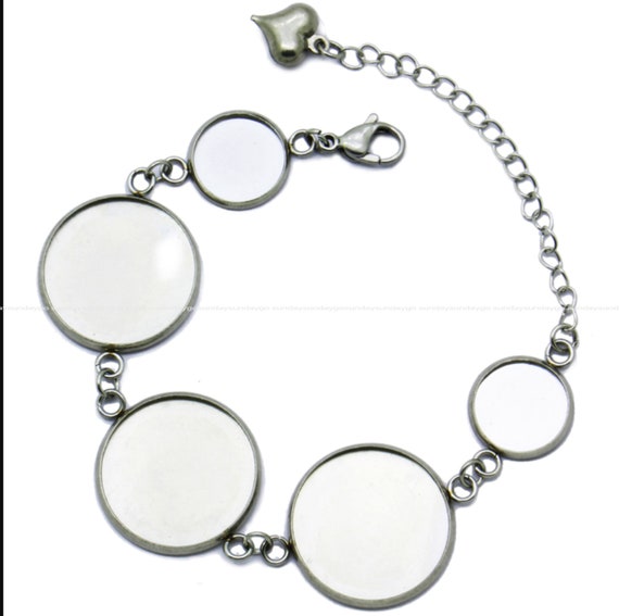 12,20mm Stainless Steel Blank Bracelet Trays Cameo Setting