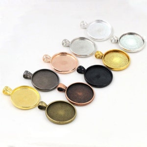 25mm gold plated Blank Cabochon Base Tray Bezels Setting trays Cameo Setting Bezel cup Round pendant Jewelry Supplies Wholesale ca069-10