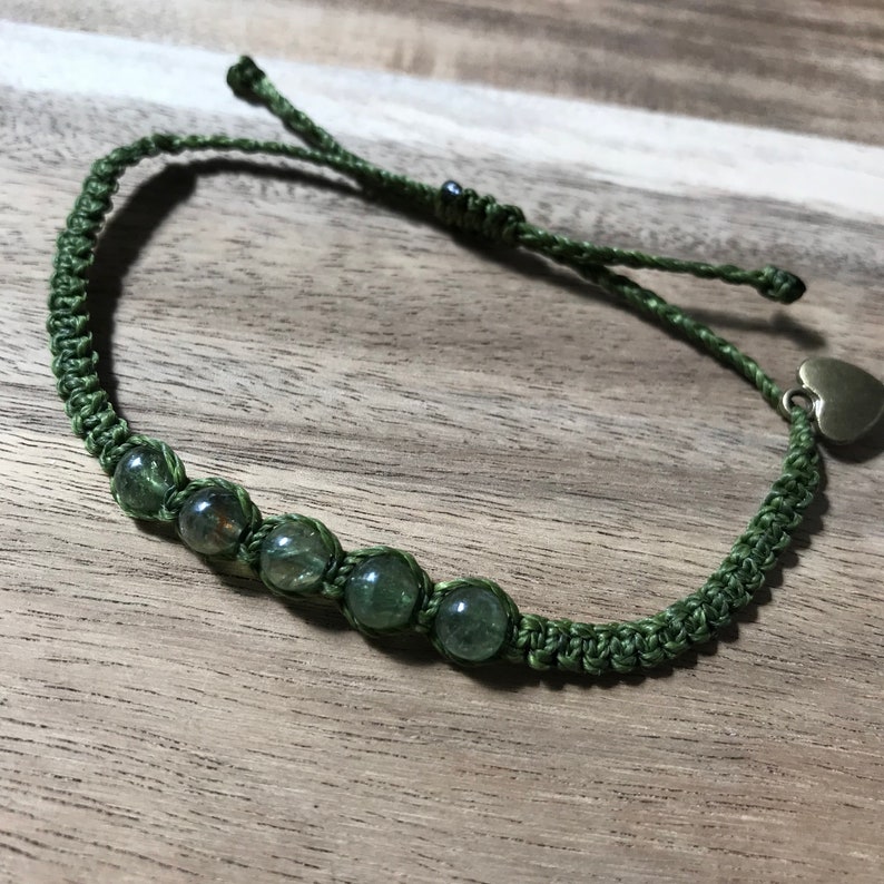 Waxed Polyester Bracelet Green Garnet Stone Bracelet